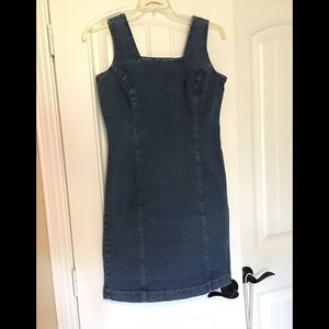 BLUE DENIM SQUARE NECKLINE DRESS